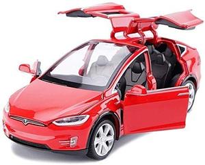 lot 13134 image: 132 Scale Car Model X Alloy Diecast Pull Back Electronic Toys with Lights and Music, Mini Vehicles Toys for Kids Gift Tesla Car Lovers Collection