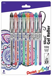 lot 13290 image: Pentel Arts Slicci 0.25 mm Extra Fine Gel Pen, Assorted Ink, 8 Pack (BG202BP8M)