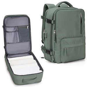 lot 13295 image: VECAVE Travel Backpack for Women,Airline Flight Approved Waterproof 14 Inch Laptop BackpackCarry On Backpack with Shoe Compartment Casual Backpacks DarkGreen