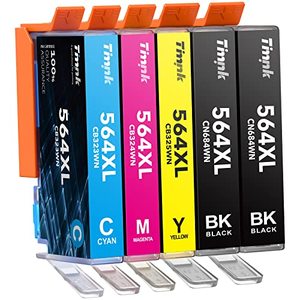 lot 13315 image: 5-Pack Larger Capacity 564XL Ink Cartridges Replacement for Original HP 564 XL Combo Pack - Compatible for Photosmart 5520 6520 7510 7520 DeskJet 3520 Premium C309A C410A Printer (2BKCMY)