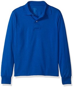 lot 13316 image: Jerzees Boys Big Spot Shield Long Sleeve Polo Sport Shirt, Royal, X-Large