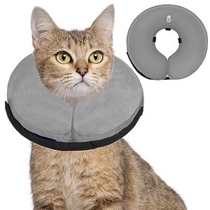 lot 13323 image: Soft Dog Cone Collar for Large Medium Small Dogs and Cats After Surgery, Inflatable Dog Neck Donut Collar,Inflatable Cat Cone Collar,E-Collar for Dogs Recovery, Dog Cones Alternative (Small, Grey)