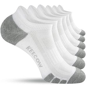 lot 13333 image: KEECOW Ankle Socks for Women Men Size 6-9 White Running Socks for Women Men 6 Pairs - Cushioned, Breathable, Performance