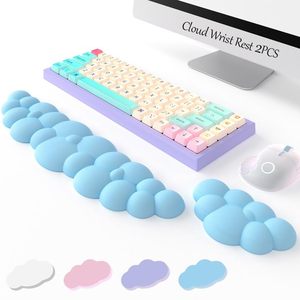 lot 13337 image: Keyboard Cloud Wrist Rest 2PCS, High Density Memory Foam Keyboard Palm Rest, Ergonomic Keyboard Pad Wrist Support for Pain Relief, Mouse Pad Rest Support for OfficeComputerLaptopGamingMac Blue