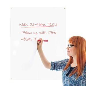 lot 13358 image: KITLIFE Dry Erase Whiteboard Sheet - Alternative to Heavy Erasable Board � Flexible Writing Sheet Sticks to Office Walls with Supplied Adhesive Mounting Strips - Dry Erase Markers Included, 24 x 36
