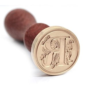 lot 13369 image: Medieval Initial Alphabet Stamps for Sealing Wax, Brass Head Wooden Handle, Decorate Thanksgiving CardEnvelopeGift WrapWedding Engagement Party Invitation - Letter R