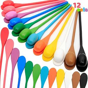 lot 13379 image: JOYIN 24 PCS Easter Egg and Spoon Race Game Set, 12 Players Carnival Game for Kids & Family Activity Holiday Outdoor Yard Easter Egg Hunt Birthday Party Lawn
