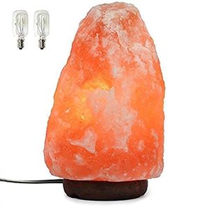 lot 13384 image: 7 Inch Himalayan Salt Lamp with Dimmer Cord - Night Light Natural Crystal Rock Classic Wood Base Authentic from Pakistan