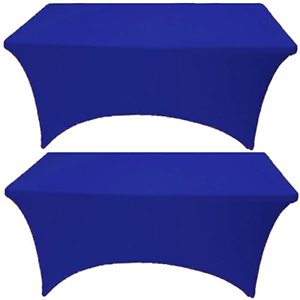 lot 13403 image: Gowinex 2 Pack 6FT Royal Blue Spandex Tablecloth Stretch Fitted Table Cover for Rectangular Table Event, Wedding, Banquet and Parties