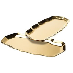 lot 13406 image: Wave Stainless Steel Towel Tray Storage Tray Decorative Tray Jewelry Tray Trinket Dish Plate Tea Tray Fruit Trays Cosmetics Jewelry Organizer (Gold)