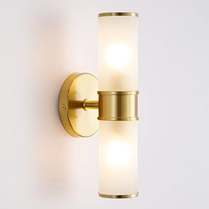 lot 13412 image: HAHZT Gold Wall Sconce with Frosted Glass Shades Bathroom Sconce Indoor Wall Lighting Over Mirror Vanity Lights Fixtures for Bedroom Kitchen Hallway (Exclude E12 Bulb)