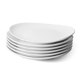lot 13414 image: Sweese White Dinner Plates 11 Inch - Porcelain Modern Curve Square Plate Set of 6 - Dishwasher, Microwave, Oven Safe, Smooth Glaze, Scratch Resistant - 150.001