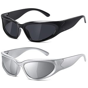 lot 13420 image: JASPIN Wrap Around Fashion Sunglasses for Women Men Sliver Y2k Trendy Sport Shades UV400 Eyeglasses