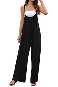 lot 13422 image: Meyeeka Rompers for Women Summer Adjustable Strap Wide Leg Jumpsuit with Pockets Black L