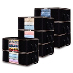 lot 13441 image: Lifewit 8-Pack Clothes Storage Bag, Foldable Storage Bins Closet Organizer with Reinforced Handle, Storage Containers with Sturdy Fabric Clear Window for Towel, Sweater, T-Shirts, Black