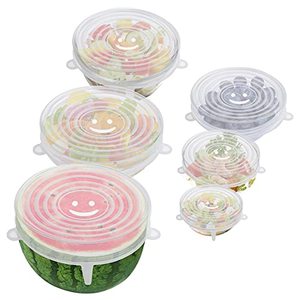 lot 13445 image: 6PCS OstWony Silicone Stretch Lids, Four Specifications of Reusable Silicone Bowl Cover, Suitable for Various Food Containers, High and Low Temperature Scenarios (Microwave Ovens, Freezers)