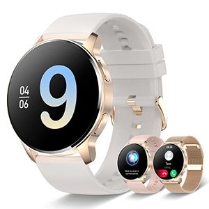 lot 13467 image: Iaret Smart Watch for Women (AnswerMake Call), Fitness Tracker for Android and iOS Phones Waterproof Smartwatch with 1.32 HD Full Touch Screen AI Voice Control Heart Rate Sleep Monitor Pedometer