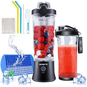 lot 13480 image: Portable Blender, BOSICTE Personal Size Blender for Shakes and Smoothies with 6 Blades, 20 Oz Mini Blender Cup with Travel Lid and USB Rechargeable for Office, Gym, Kitchen (Black)