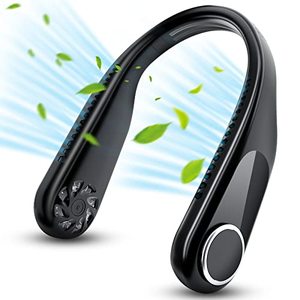 lot 13482 image: Neck Fan, Hand Free Personal Neck Fans for Your Neck, Portable Rechargeable Neck Fan, Up to 10 Hours Wearable Long Working Time Neck Cooling Fan, Adjustable 3 Speeds, Quiet operation (Black)