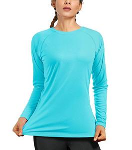 lot 13485 image: Womens UPF 50 Long Sleeve Workout Running Shirts Quick Dry Outdoor UV Sun Protection T-Shirt for Diving Rash Guard Swimming Fishing Blue