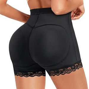 lot 13486 image: AOSBOEI Women Butt Lifter Panties Padded Shapewear Hip Enhancer Pads Shorts Seamless Underwear Tummy Control Boyshorts Black