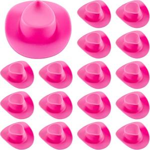 lot 13497 image: Skylety 20 Pieces Plastic Mini Western Cowboy Cowgirl Hat Miniature Cute Doll Hat Party Dress Hat for Dollhouse Decoration(Pink)