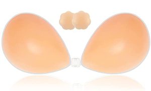 lot 13498 image: SWEMNED Adhesive Bra Strapless Sticky Invisible Push up Silicone Bra for Backless Dress with Nipple Covers Sticky Bra