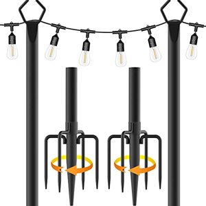 lot 13513 image: Aulimhti 10Ft Metal Poles with Fork for Outdoor String Lights,2 Pack Light Stand for Outside Garden,Patio,Wedding,Backyard,Deck,Party