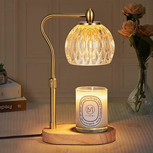 lot 13521 image: NVRGIUP Candle Warmer, Candle Warmer Lamp with Timer & Dimmer Candle Warmer Height Adjustable Scented Candles, Candle Warmer with 2  50W Bulbs for Home Decor (Gold)