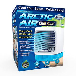 lot 13523 image: Arctic Air Chill Zone Evaporative Cooler with Hydro-Chill Technology, Portable Fan with 4 Adjustable Speeds, 8-Hour Cooling, Fan for Bedroom, Living Room, Basement, Office & More