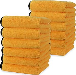 lot 13543 image: Simple Houseware Professional Grade Ultra Plush Premium Microfiber Towels, 410 GSM - Safe for Car Wash, Home Cleaning & Pet Drying Cloths (16 inch x 16 Inch) (12 Pack)