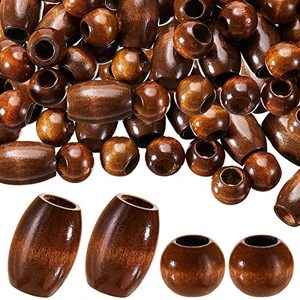 lot 13549 image: 130 Pieces Large Wooden Spacer Beads Wooden Beads Round Loose Beads Tube Beads with 10 mm Large Hole for Jewelry Making Hair DIY Craft Handmade Decor (Brown)