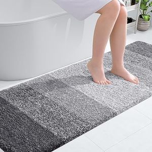 lot 13556 image: OLANLY Luxury Bathroom Rug Mat 70x24, Extra Soft and Absorbent Microfiber Bath Rugs, Non-Slip Plush Shaggy Bath Carpet Runner, Machine Wash Dry, Bath Mats for Bathroom Floor, Tub and Shower, Grey