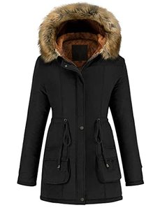 lot 13557 image: Garemcy Womens Winter Coat Hooded Warm Puffer Quilted Thicken Parka Jacket with Fur Trim Black Large