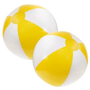 lot 13567 image: PENTA ANGEL Beach Balls 2PCS 12 Inch InflatableBlow Up Classic Rainbow Color Summer Swimming Pool Party Favors Water Toy Beachball for Women Men Adults Playing (Yellow&White, 12 Inch)