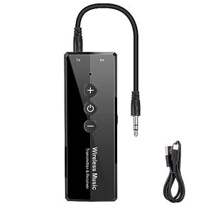 lot 13590 image: Bluetooth 5.0 Transmitter 3-in-1, Portable Wireless Rechargeable Transceiver Adapter for TV, Audio Receiver for Car System