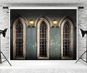 lot 13598 image: Kate 1010ft Vintage Castle Wall Backdrop Photography Stone Arched Door Windows Wall Background Studio Props Party Wedding Old Style Pictures Video