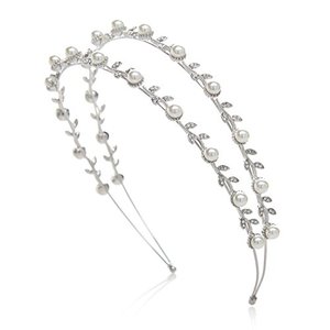 lot 13603 image: SWEETV Pearl Wedding Headband Silver Double Band Bridal Headpieces Crystal Tiara Women Hair Accessories for Women