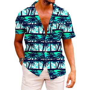 lot 13604 image: KYKU Mens Hawaiian Shirts Short Sleeve Button Down Palm Tree Shirt Beach Green