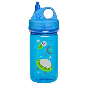 lot 13607 image: Nalgene Kids Sustain Grip-N-Gulp Water Bottles Made with Material Derived from 50% Plastic Waste, Leak Proof Sippy Cup, Durable, BPA and BPS Free, Dishwasher Safe, Reusable, 12 Ounces, Blue Space