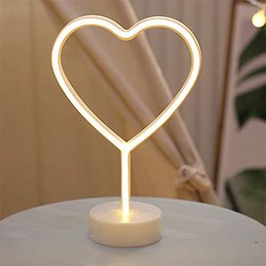 lot 13614 image: LED Heart Shaped Neon Night Lights Warm White Neon Lamp USB & Battery Powered Hanging Wedding Sign Novelty Indoor Lamps Decor Birthday Party Christmas Party Kids Room Living Room Bedroom or Bar