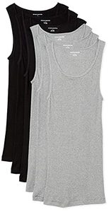 lot 13620 image: Amazon Essentials Mens Tank Undershirts, Pack of 6, BlackGrey Heather, Large