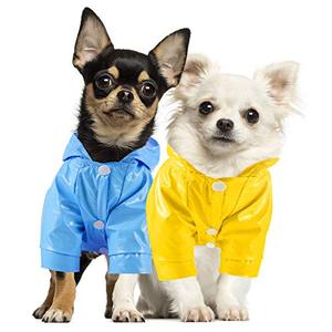 lot 13621 image: 2 Pieces Pet Dog Raincoat Hooded Jacket Poncho Puppy Raincoat Waterproof Dog Rainwear with Safety Reflective Stripes for Small to X-Large Dogs and Puppies (M,Blue, Yellow)