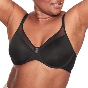 lot 13640 image: Bali Womens One Smooth U Ultra Light Illusion Neckline Underwire Bra, Black,36D
