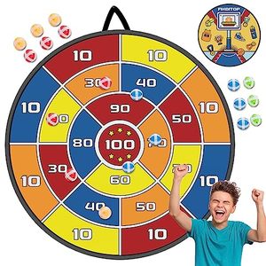 lot 13641 image: Upgraded 2-in-1 Large Dart Board and Original Basketball Outdoor Indoor Games,with Dual-Sided 3-Layers Heavy-Duty Foldable Design,Outdoor Toys Party Gifts for Kids Adults Family