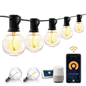 lot 13647 image: XMCOSY Smart Outdoor String Lights, 75Ft G40 Globe Patio Lights with 34 Dimmable LED Bulbs, WiFi & APP Control, Work with Alexa, Extendable Waterproof LED String Lights for Outside, Porch, Backyard
