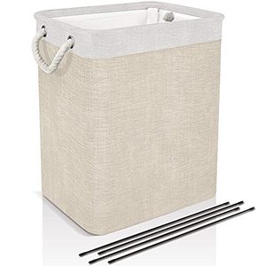 lot 13649 image: DYD Laundry Basket with Handles & Brackets SmallLargeTall Hamper for Kid Girl Collapsible Washing Bin Built-in Lining for Bedroom Dorm Toy Clothing Storage