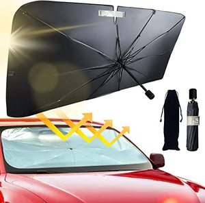 lot 13662 image: JASVIC Car Windshield Sun Shade Umbrella - Foldable Car Umbrella Sunshade Cover UV Block Car Front Window (Heat Insulation Protection) for Auto Windshield Covers Most Cars (Large)