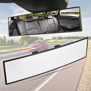 lot 13667 image: JoyTutus Rear View Mirror, Universal 11.81 Inch Panoramic Convex Interior Clip-on Wide Angle Mirror to Reduce Blind Spot Effectively for Car SUV Trucks -Clear