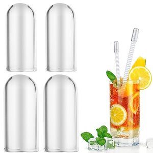 lot 13678 image: Prasacco 4 Pcs Glass Straw Tips Cover, Transparent Glass Straw Cover Reusable Drinking Straw Tips Cap Straw Cap Straws Plug Dust-Proof Straw Lids for Straws Glass Straws (2x0.47inch2x0.62inch)